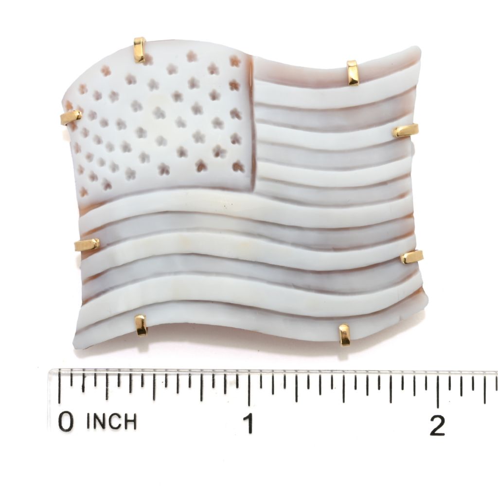 Broche/Pingente Cameo Italiano "Elysse" com Bandeira Americana e Concha