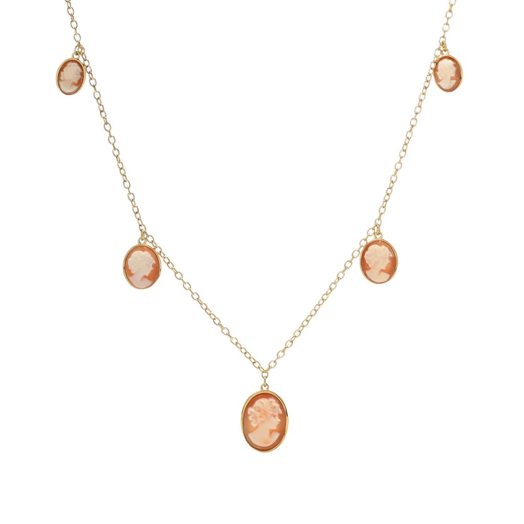 Colar com pingente de retrato graduado Cameo Italiano "Colibri" Shell Cameo