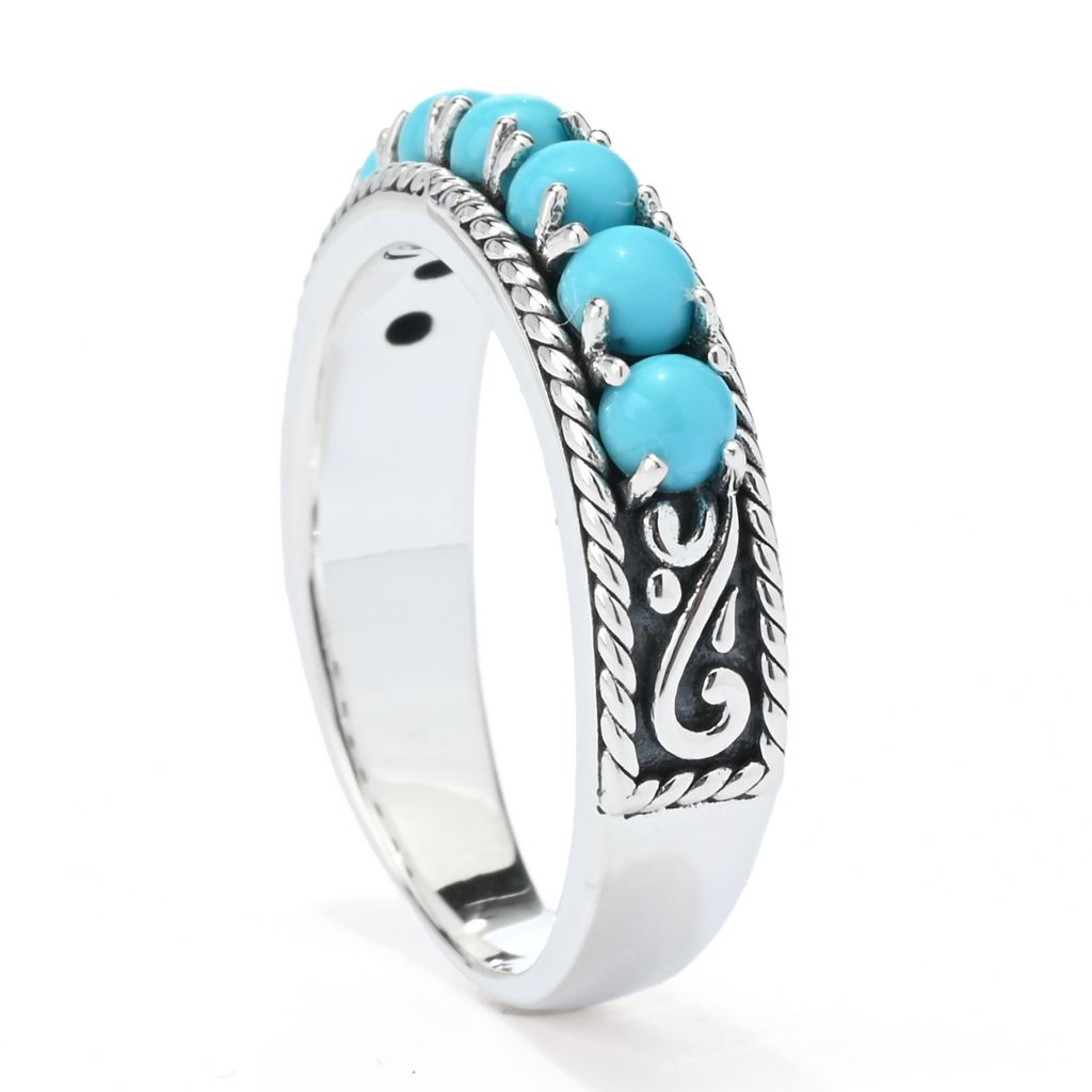 Anel de turquesa com 7 pedras Artisan Silver by Samuel B. Sleeping Beauty