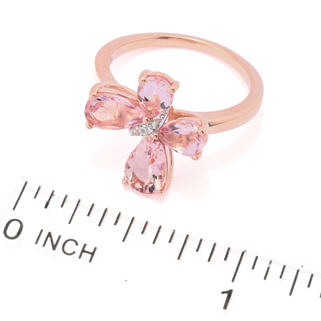 Anel borboleta de zircônia e morganita rosa de 1,98 quilates da Gem Treasures