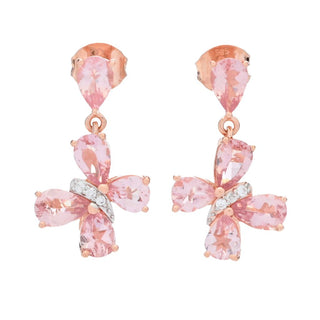 Brincos de borboleta de zircônia e morganita rosa de 3,44 quilates da Gem Treasures
