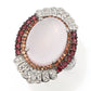 Anel Gem Treasures 16x12mm de quartzo rosa, rodolita, granada e zircônia