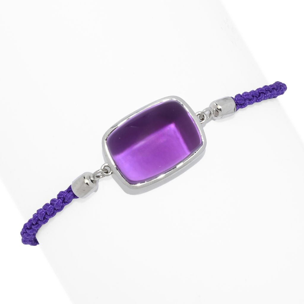 Pulseira Bolo com cordão de pedras preciosas de 18x13 mm banhado a platina MUSE