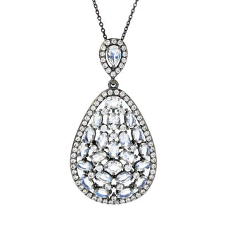 MUSE Sterling Silver 5.51ctw Rainbow Moonstone & Zircon Pendant