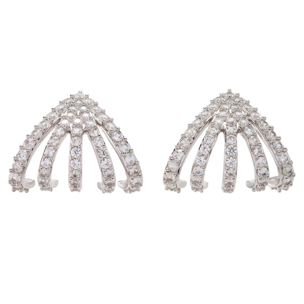 Brincos Ear Cuff MUSE em prata esterlina, 6,12 quilates, zircônia branca, várias fileiras