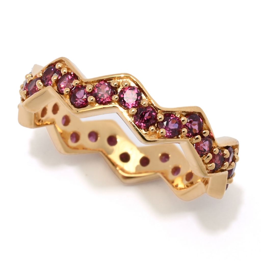 Anel MUSE banhado a ouro 18K polido com escolha de pedras preciosas Chevron Stack Band