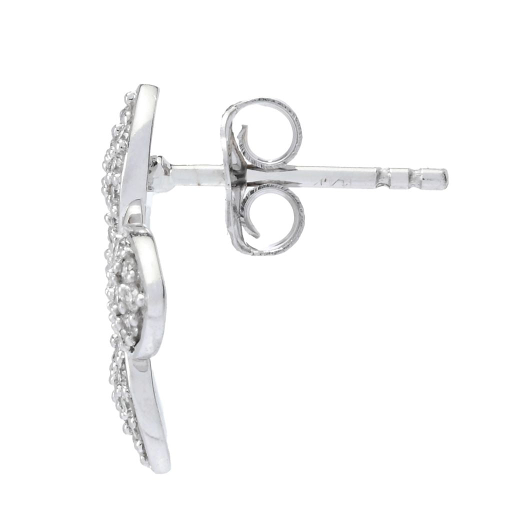 Brincos de pino Morris &amp; David em ouro branco 14K com diamante de 0,54ctw e flor de dogwood