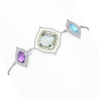 Pulseira Bolo com 3 pedras preciosas em formato de tabuleiro de xadrez da Claire Vessot Designs