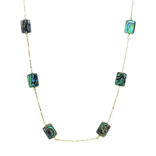 Claire Vessot Designs 14K Gold Plated 16x12mm Abalone Station Bar Necklace