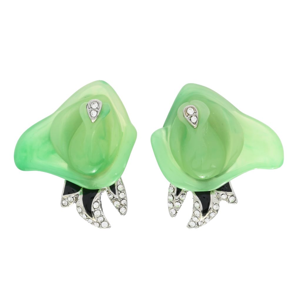 Brincos de botão de rosa com strass banhados a ouro Kenneth Jay Lane