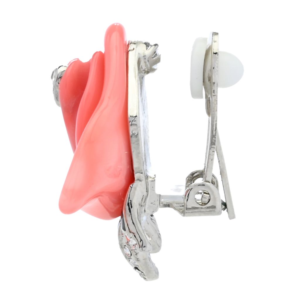 Brincos de botão de rosa com strass banhados a ouro Kenneth Jay Lane