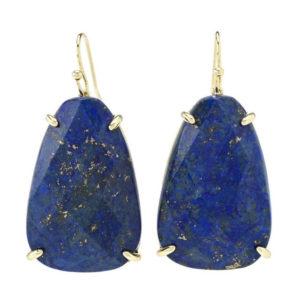 Brincos pendentes de lápis-lazúli Aurelia banhados a ouro 18K de 32 x 21 mm com formato extravagante