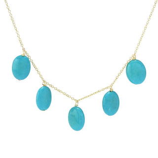 Colar Aurelia banhado a ouro 18K com pingente oval turquesa de 16x12 mm