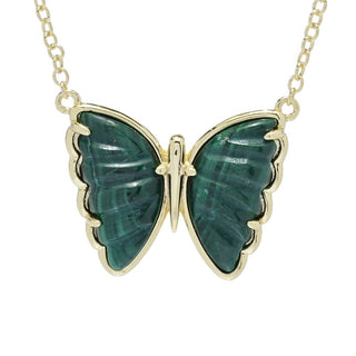 Colar de borboleta com pedras preciosas esculpidas Aurelia 15x8,5 mm