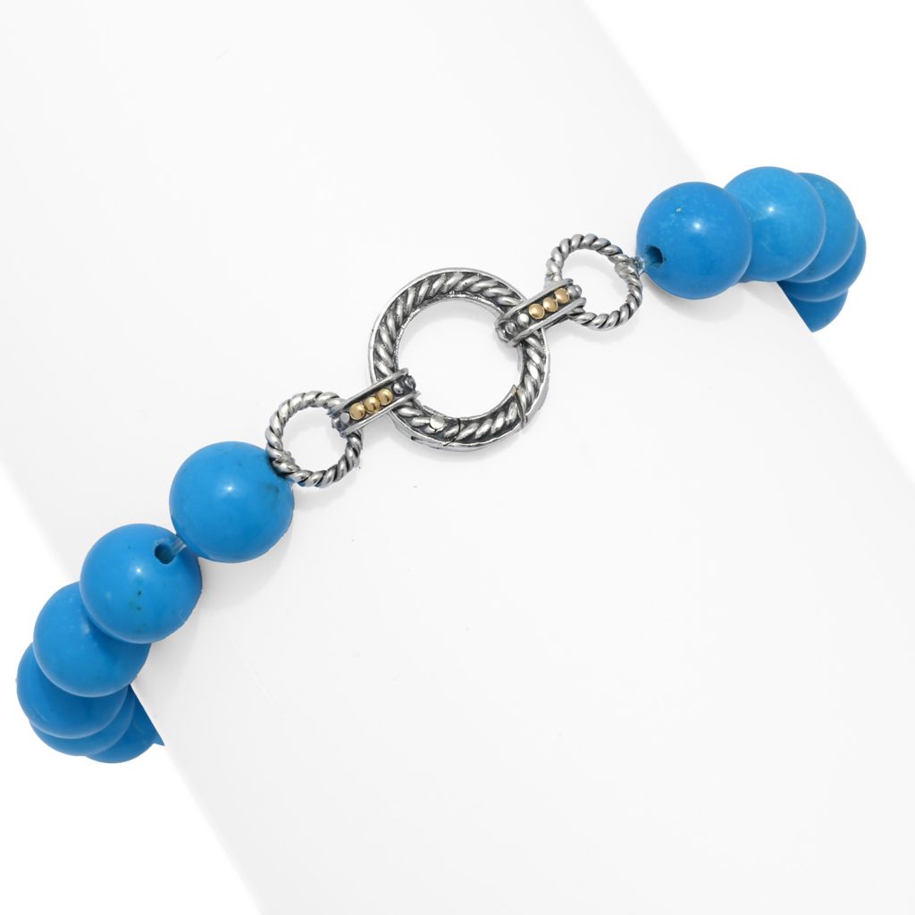 Pulseira Artisan Silver by Samuel B. com contas de turquesa de 8 mm e elos de prata