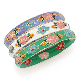 Far East Jewelry Escolha entre conjunto de 3 pulseiras Cloisonne clássicas ou de primavera