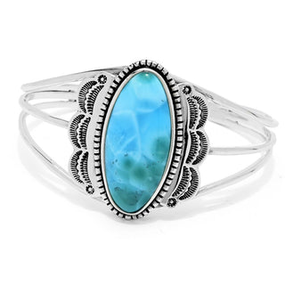 Pulseira de prata esterlina Southwest Elements 35x15 mm Larimar Multi Row Slip-on