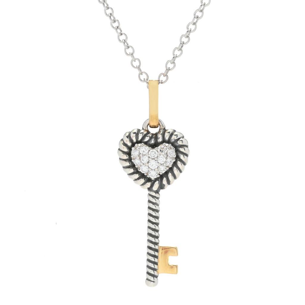 Melodia Diamonds 18K Vermeil 0,20ctw Lab Grown Diamond Key Pendant com Corrente