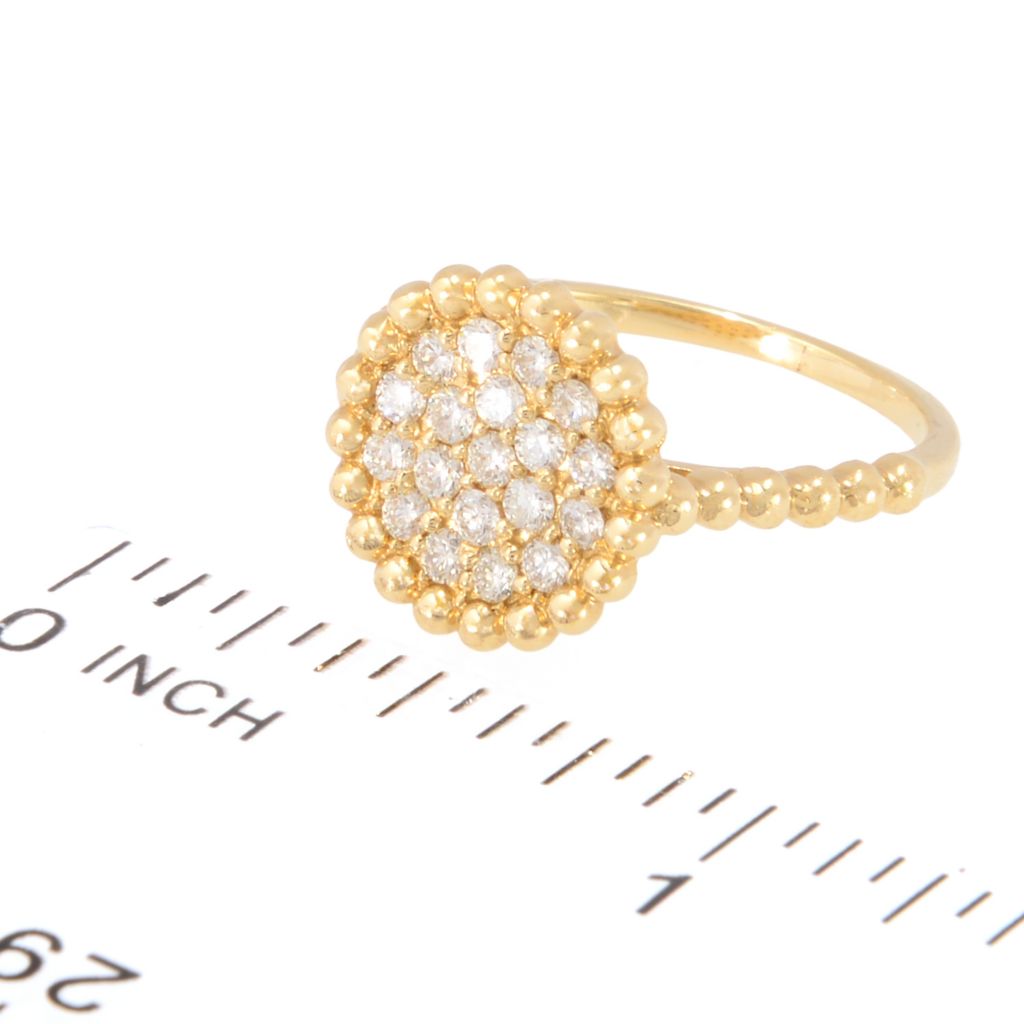 Anel Morris &amp; David em ouro 14K com borda de diamante de 0,51ct, 2,7 gramas