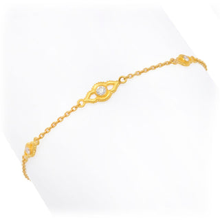 Pulseira Cevherun em ouro 24K acetinado "Granada" com diamantes de 0,11ctw e estação de 7"