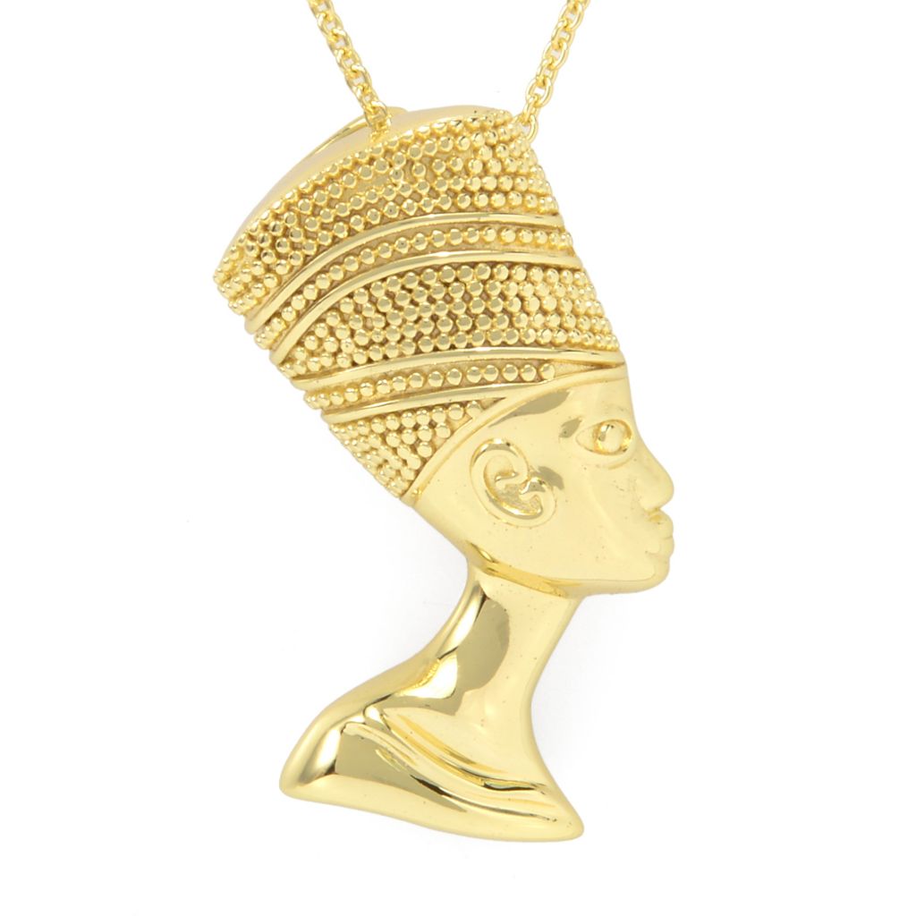 Passaporte para o Egito, pingente da Rainha Nefertiti banhado a ouro 18K com corrente de 18" + 2"