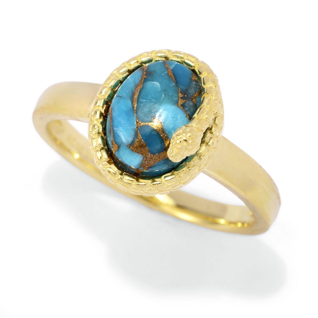 Passaporte para o Egito banhado a ouro 18K, escolha de anel oval com gema de cobra de 9x7 mm