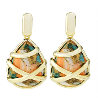 Brincos de ostra espinhosa em formato de pera banhados a ouro 18K Aurelia 20x15mm