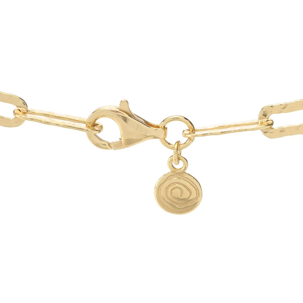 Colar Verona Gioielli banhado a ouro 18K com elos de clipe de papel plano martelado de 31,5"