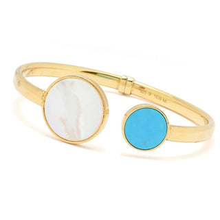 Verona Gioielli 18K Gold Plated Tubing Mother-of-Pearl & Magnesite Bracelet