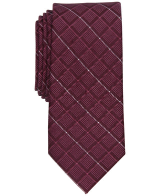 Alfani Men's Slim Grid Pattern Tie - Red