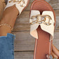 Aapparella - Women's Metal Rings Decor Cutout Flat Slippers