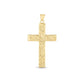 14k Yellow Gold High Polish Textured Cross Pendant
