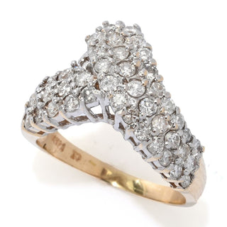 Anel de diamante redondo polido em ouro 14K de 1,00ctw, 3,8 gramas