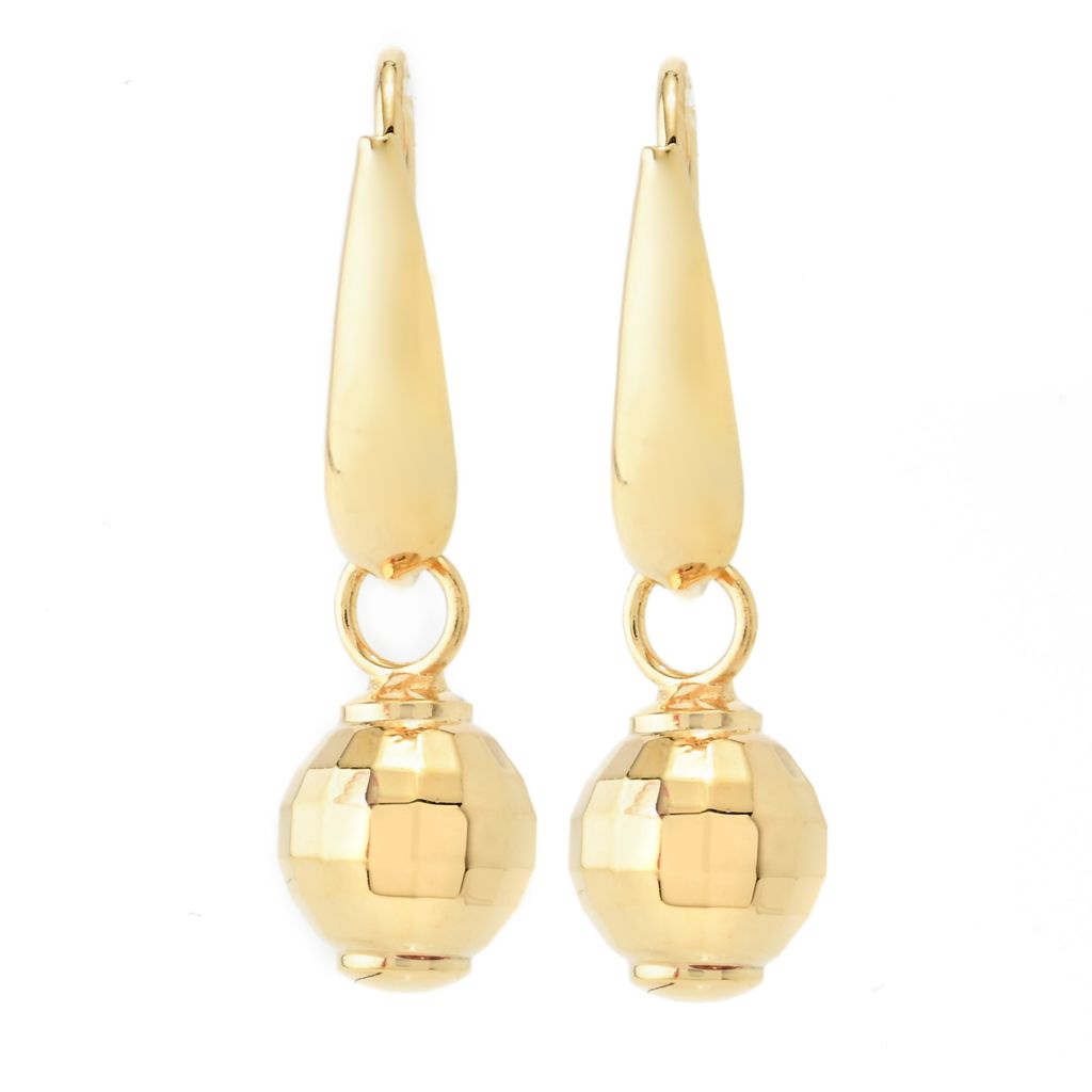 Brincos pendentes de contas "Discoteca" de 10 mm com acabamento em ouro Toscana Italiana