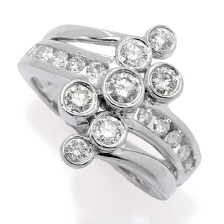 Anel de diamante com engaste e canal em ouro branco 14K de 1,00ct