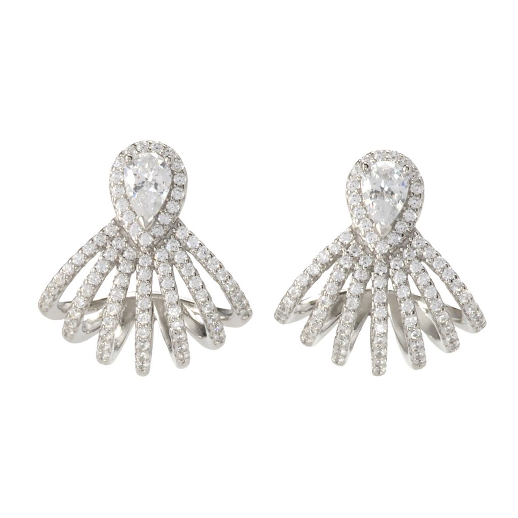 Brincos de gota com diamante simulado 3,03 DEW banhados a platina Brilliante