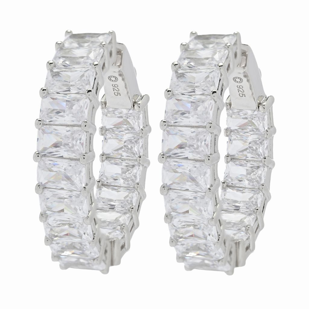 Escolha brilhante de brincos de argola com diamante simulado esmeralda ou corte oval