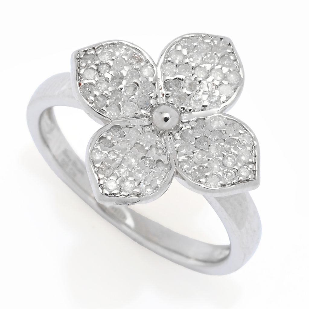 Anel Zoey Blush banhado a platina com diamante redondo de 0,38ct e cruz modificada