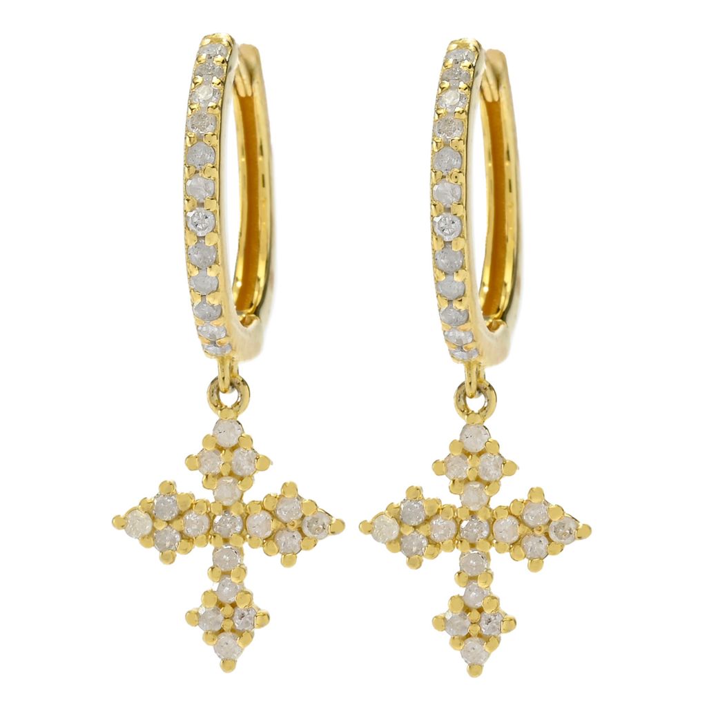 Brincos pendentes com pingente de diamante redondo de 0,60 ct Zoey Blush banhados a ouro 18K