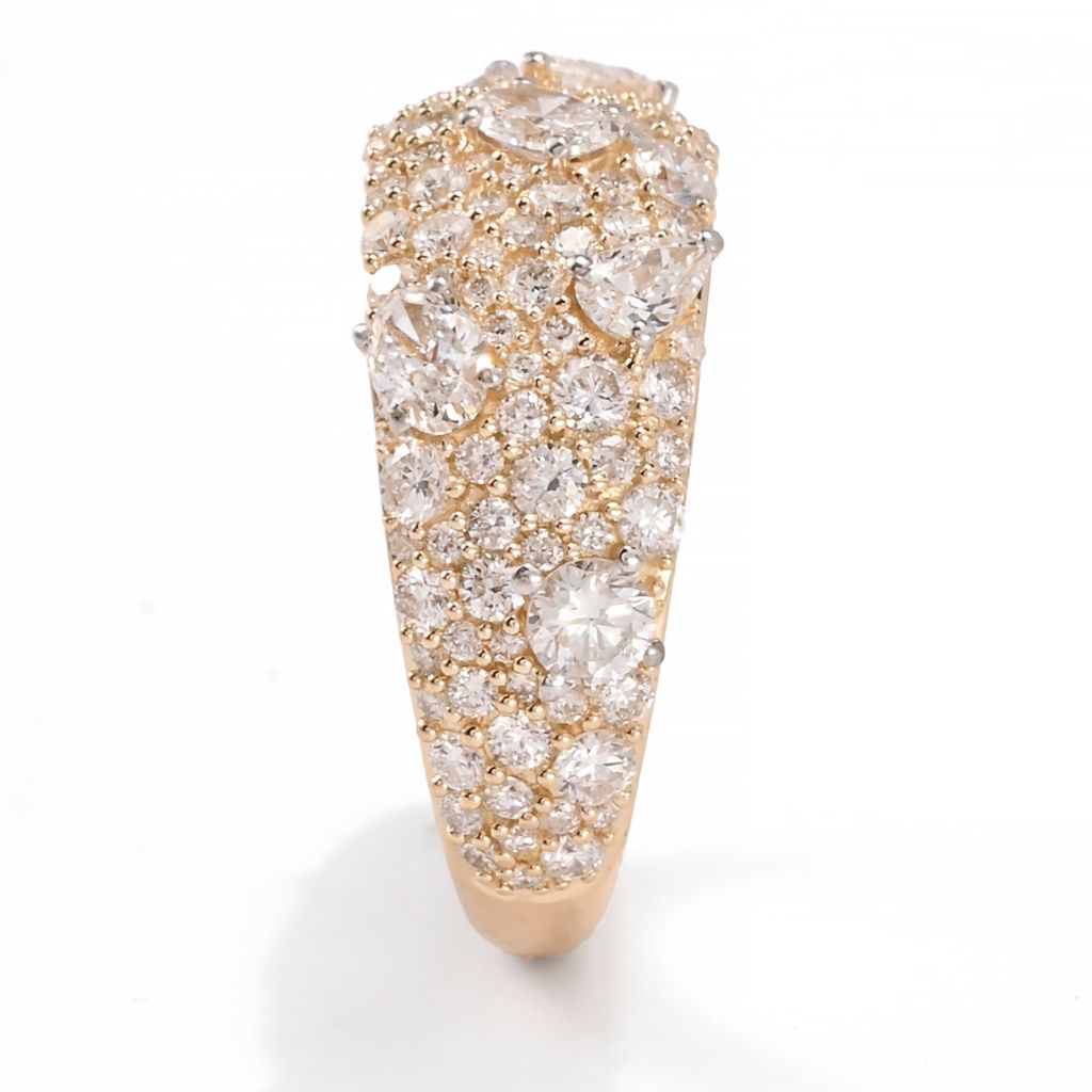 Anel de diamante multiformato em ouro 14K da coleção Cocci, 1,90ctw, 3,7 gramas