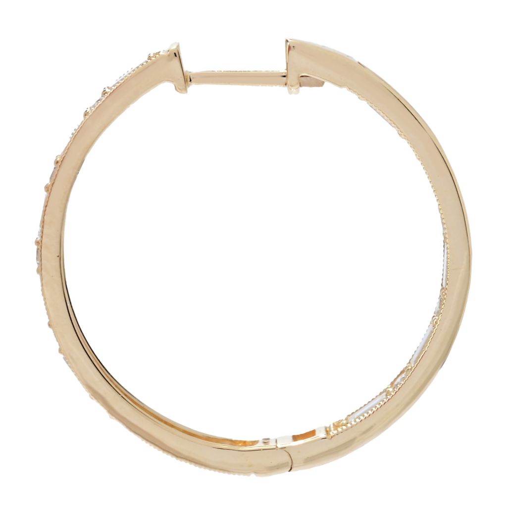 Morris &amp; David, escolha entre brincos de argola em ouro 14K de 1,26 quilates com diamantes redondos e baguete