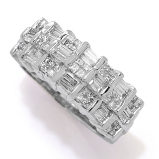 Anel de diamante princesa e baguete em ouro branco 14K de 1,00ctw