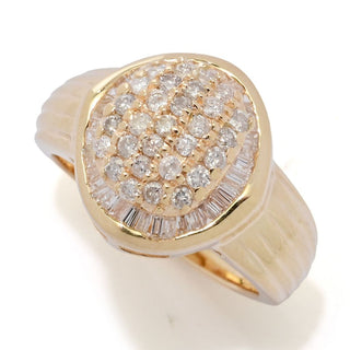 Anel de diamante redondo e baguete de ouro 14K de 1,00ctw, 6,8 gramas