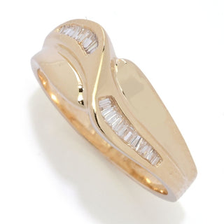 Anel de diamante baguette polido em ouro 14K de 0,25ctw, 3,8 gramas