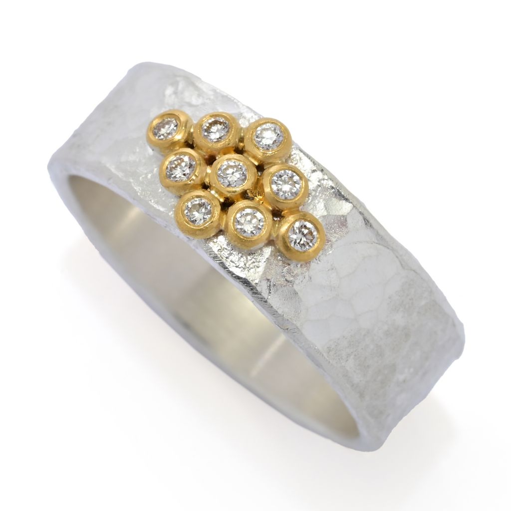 Anel de diamantes 0,09ctw com detalhes em ouro 24K Anatolia by Cevherun