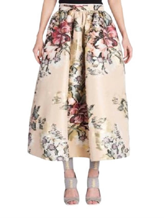 Fendi - Saia midi jacquard floral metálica