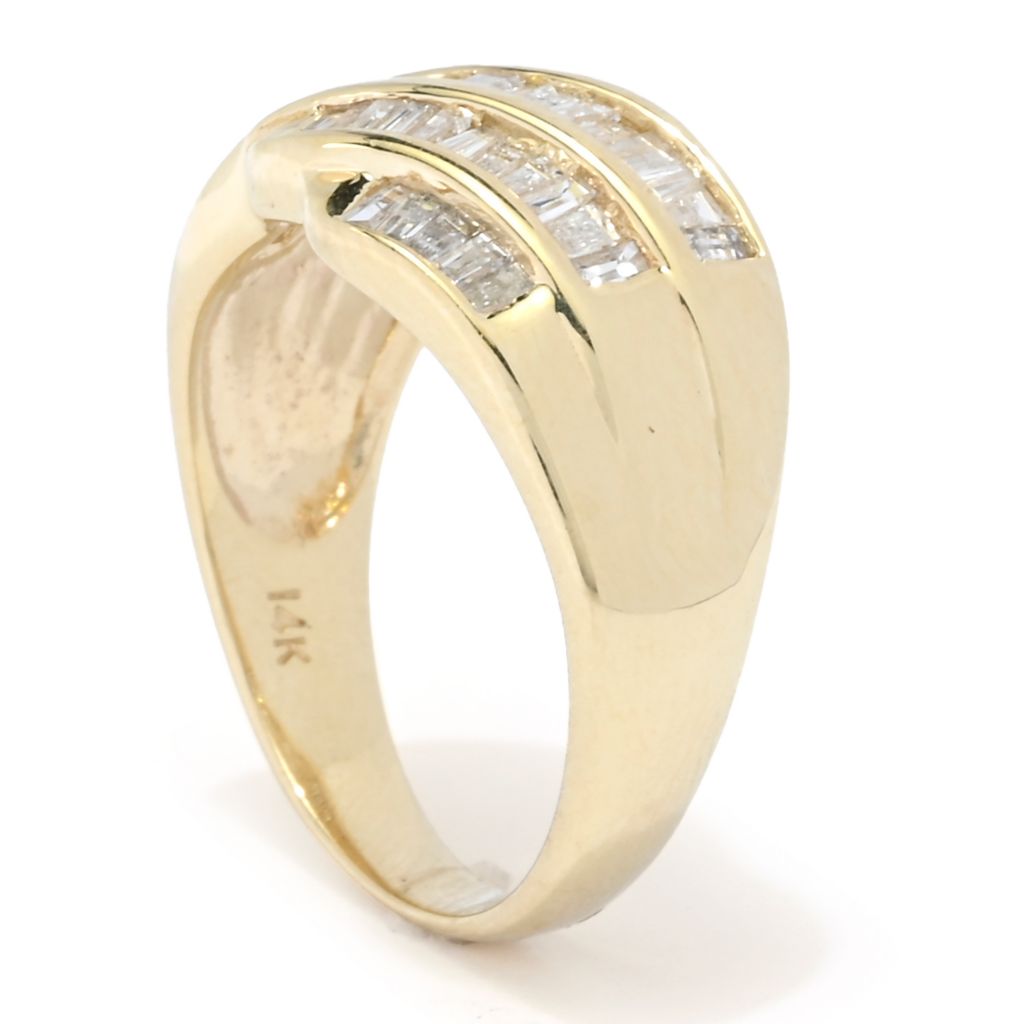 Anel de diamante baguette polido em ouro 14K de 1,00ctw, 5,2 gramas