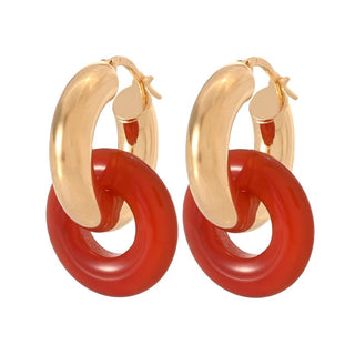 Brincos de argola com pedras preciosas de 18 mm banhados a ouro 18K da Toscana Italiana