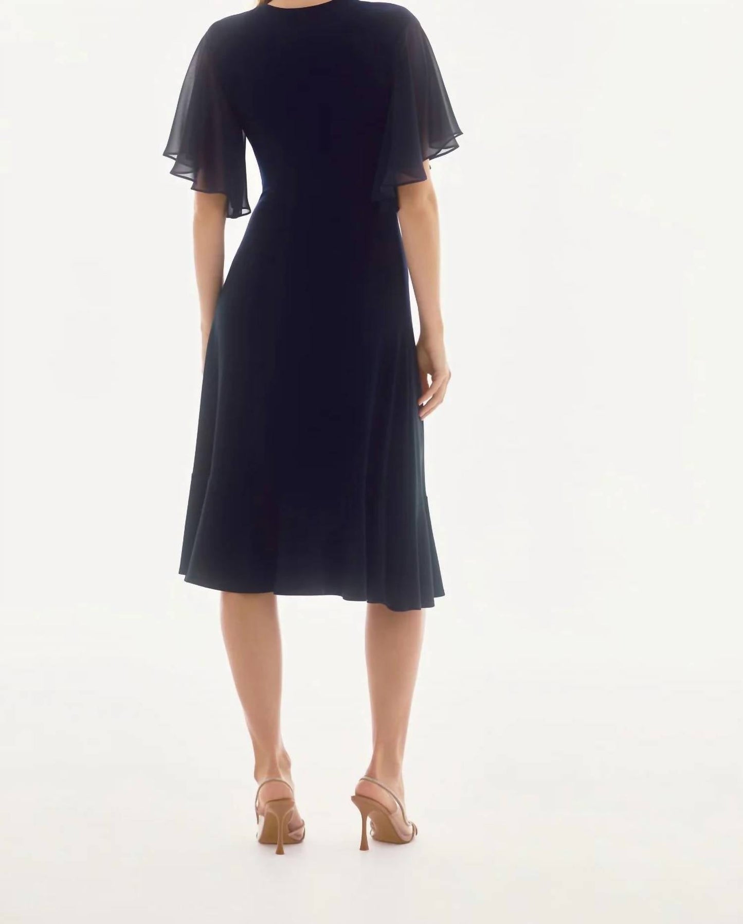 Joseph Ribkoff - V-neck Flutter Sleeve Faux Wrap Dress