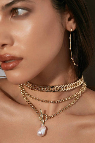 Eklexic - Colar feminino com pingente de pérola barroca e micro real